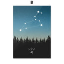 Blue leo cancer zodiac canvas art set kids room constellation prints