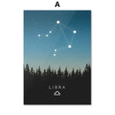 Blue leo cancer zodiac canvas art set kids room constellation prints