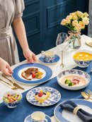 DecorBites™ Blue Lotus Dinnerware & Tea Set