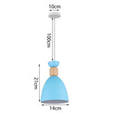 Blue matte metal pendant light with brass fixture for kitchens