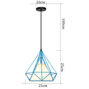 Blue matte metal pendant light with brass fixture for kitchens