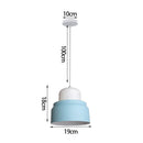 Blue matte metal pendant light with brass fixture for kitchens