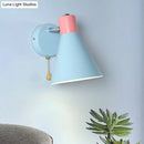 DecorBites™ Blue Metal Wide Flare Sconce: Contemporary Wall Mount Light with Pull Chain