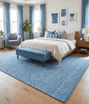 Blue Modern Contemporary Hand Tufted Wool Area Rug