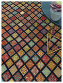 Blue Modern Geometrical Design 9x12 Hand Knotted wool Area Rug