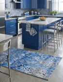 Blue Modern Style Hand Tufted Wool And Viscose 5x8  Area Rug