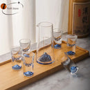 Blue mountain decorbites blue sake glass ice jug set dining room