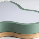 Blue & natural wood cloud flush mount ceiling lamp for kids bedroom
