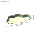 Blue & natural wood cloud flush mount ceiling lamp for kids bedroom