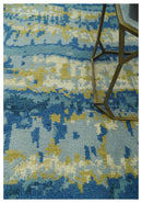 Blue, Olive and Ivory Modern abstract Hand Knotted 5x8 wool Area Rug