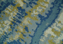 Blue, Olive and Ivory Modern abstract Hand Knotted 5x8 wool Area Rug