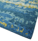 Blue, Olive and Ivory Modern abstract Hand Knotted 5x8 wool Area Rug
