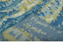 Blue, Olive and Ivory Modern abstract Hand Knotted 5x8 wool Area Rug