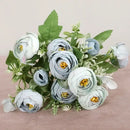 Blue peony and tea rose silk fake flowers – home garden decor