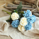 Blue peony and tea rose silk fake flowers – home garden decor