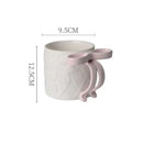 Blue & pink bowknot ceramic mug saucer set dining room tea cup