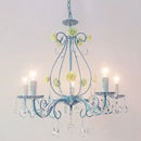 Blue & pink crystal bouquet pendant light for bedroom
