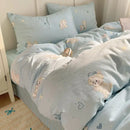 Blue poodle print cotton cartoon printed bedding set bedroom
