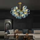 Blue queen crystal glass cascading chandelier staircase light