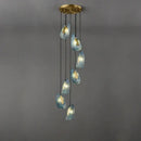 Blue queen crystal glass cascading chandelier staircase light