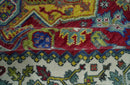 Blue, Maroon and Gold Hand Knotted Antique 9x12 Traditional Wool Rug