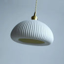 Blue ribbed ceramic led pendant lamp kitchen brass accents