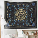 Blue rose moon floral pentagram tapestry bedroom wall hanging