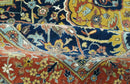 Blue, Rust and Mustard Traditional Large Design 8.4x10 fine wool area rug