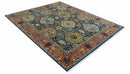 Blue, Rust and Mustard Traditional Large Design 8.4x10 fine wool area rug