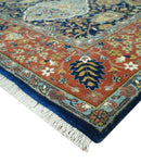 Blue, Rust and Mustard Traditional Large Design 8.4x10 fine wool area rug