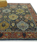 Blue, Rust and Mustard Traditional Large Design 8.4x10 fine wool area rug