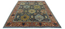 Blue, Rust and Mustard Traditional Large Design 8.4x10 fine wool area rug