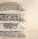 Vanya Floral Block Printed Pillow Cover | Blue, Green