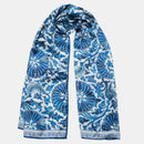 Rosalba - Long Silk Scarf - Blue