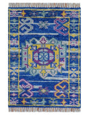 Blue Transitional Design 2x3 Hand knotted  Wool Area Rug
