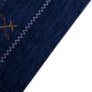 Blue Tribal Border Design Hand Loomed Wool Area Rug