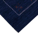 Blue Tribal Border Design Hand Loomed Wool Area Rug