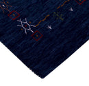 Blue Tribal Border Design Hand Loomed Wool Area Rug