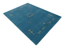 Blue Tribal Center Medallion Design Hand Loomed Wool Area Rug
