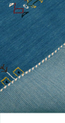 Blue Tribal Center Medallion Design Hand Loomed Wool Area Rug