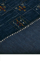 Blue Tribal Design Hand Loomed Wool Area Rug