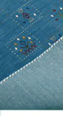 Blue Tribal Design Hand Loomed Wool Area Rug