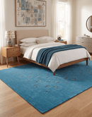 Blue Tribal Design Hand Loomed Wool Area Rug