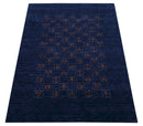 Blue Tribal Design Hand Loomed Wool Area Rug