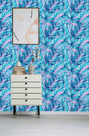 Blue Watercolour Palm Leaves Wallpaper