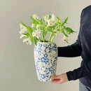 Blue & white ceramic vase living room ice crack floral decor
