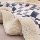 Blue & white double layer lamb wool checkered blanket bedroom throw