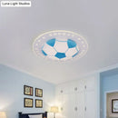 Blue & white football kids led flush mount spotlight bedroom lamp