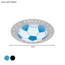 DecorBites™ Kids LED Flush Mount Spotlight: 16.5"/20.5" Black/Blue Football Ceiling Lamp with Acrylic Shade