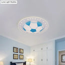 DecorBites™ Kids LED Flush Mount Spotlight: 16.5"/20.5" Black/Blue Football Ceiling Lamp with Acrylic Shade